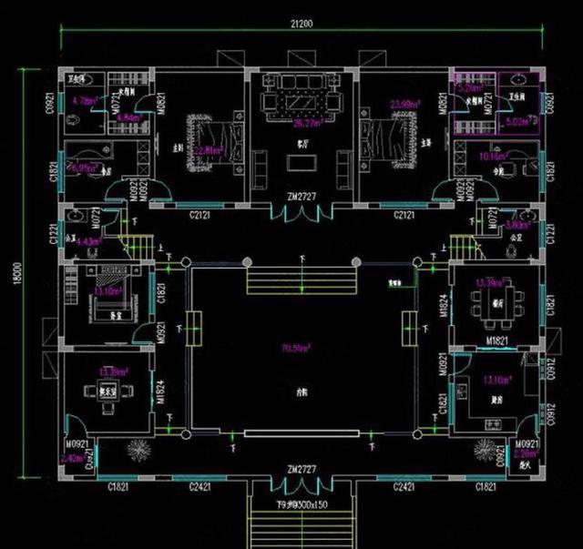 傳統(tǒng)中式四合院別墅設(shè)計圖，農(nóng)村自建房的優(yōu)選，你需要的它都有