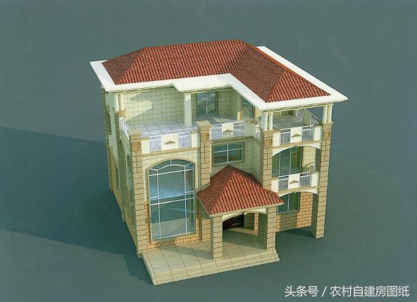 三層農村豪華別墅設計圖，12X10米，主體造價40萬，裝修80萬，全村第一豪