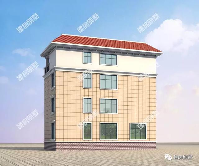 四層別墅設(shè)計圖，16×9.5米，外觀氣派，內(nèi)設(shè)小臺階，由里到外都很有檔次