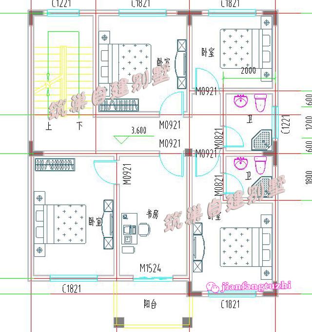 9x10米7臥3衛(wèi)三層農(nóng)村自建房別墅設(shè)計(jì)圖，外形清新簡(jiǎn)潔，內(nèi)部空間規(guī)劃緊湊