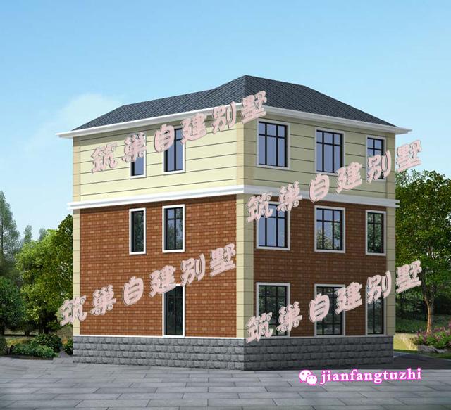 9x10米7臥3衛(wèi)三層農(nóng)村自建房別墅設(shè)計(jì)圖，外形清新簡(jiǎn)潔，內(nèi)部空間規(guī)劃緊湊