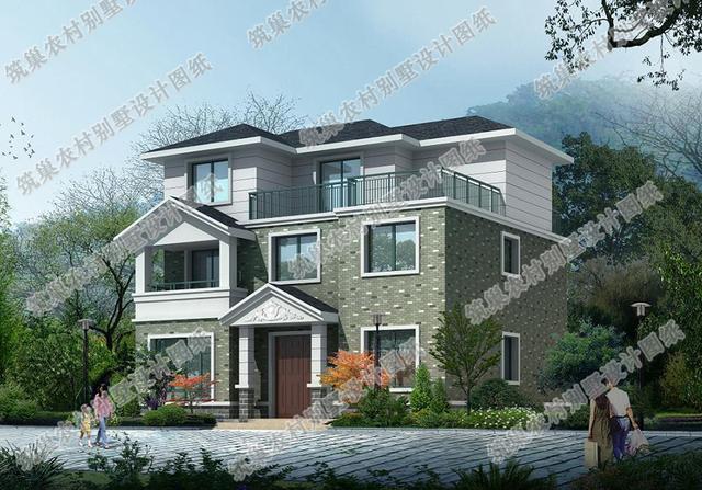 3廳7臥11×10三層別墅設計圖，造價30萬，帶堂屋烤火間套房