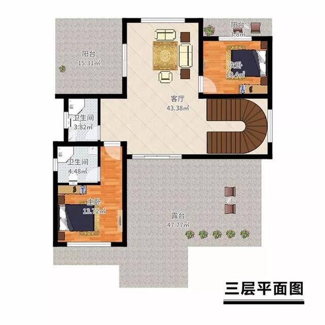 12×14米復(fù)式三層別墅設(shè)計(jì)圖，豪華氣派，時(shí)尚耐看，帶涼亭。