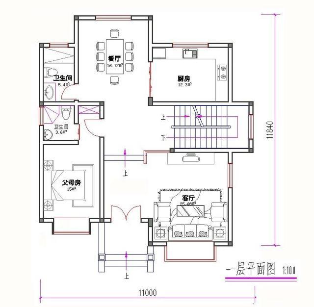 11×12米3廳5臥復式三層徽派風格農村自建房，戶型氣質穩重，造價35萬
