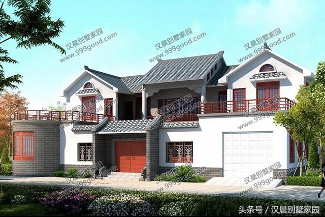 農村二層中式三合院，18.3X11.6米，做夢都想蓋的復古典雅別墅