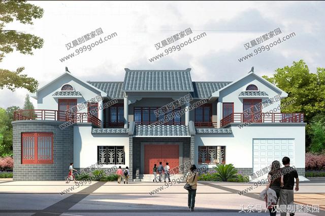 農村二層中式三合院，18.3X11.6米，做夢都想蓋的復古典雅別墅