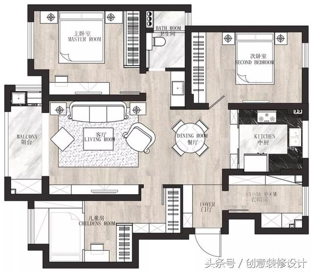 110㎡美式小三居用了32萬裝修，爸媽最滿意老人房的設計！