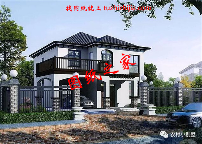 農村18萬元二層小樓圖，帶開放式車庫