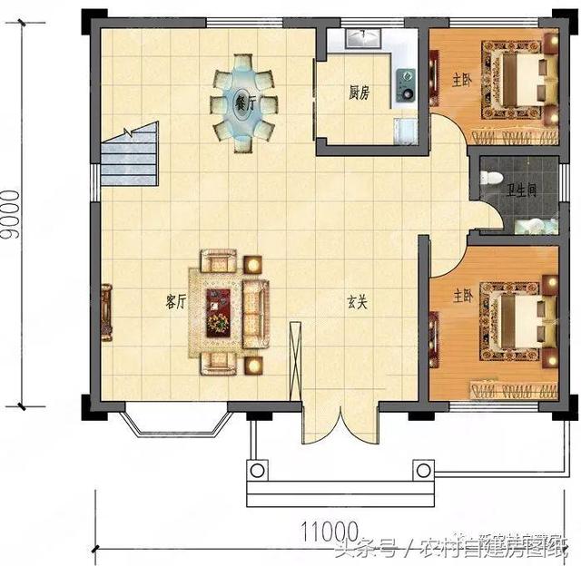 7款小戶型二層農村別墅圖，5款帶堂屋，占地100平左右