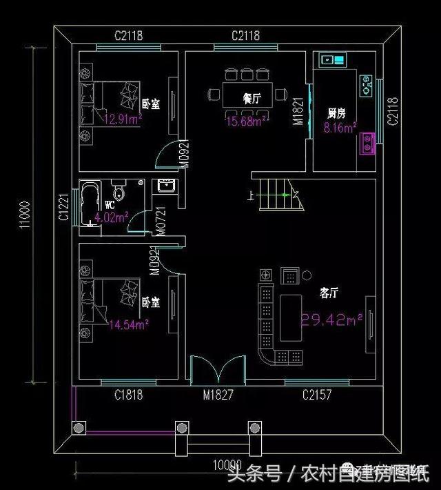 7款小戶型二層農村別墅圖，5款帶堂屋，占地100平左右