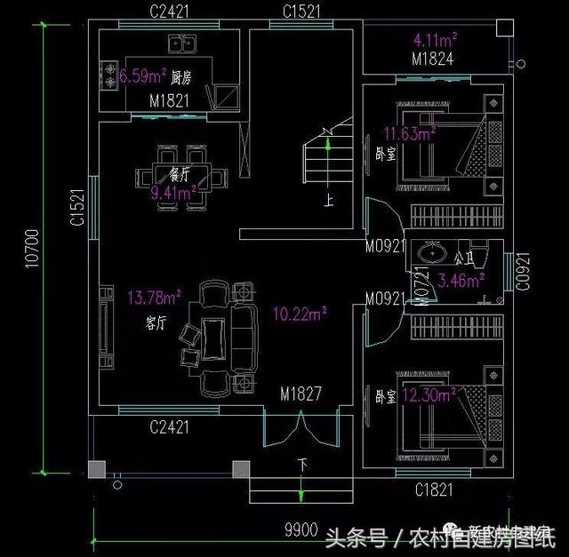 7款小戶型二層農村別墅圖，5款帶堂屋，占地100平左右