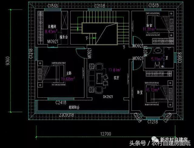 7款小戶型二層農村別墅圖，5款帶堂屋，占地100平左右