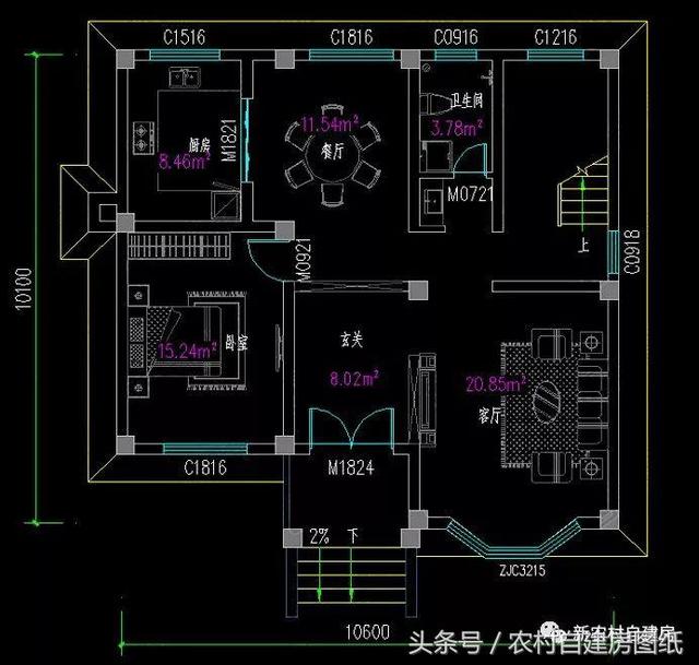 7款小戶型二層農村別墅圖，5款帶堂屋，占地100平左右