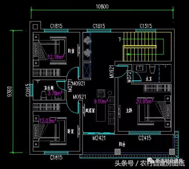 7款小戶型二層農村別墅圖，5款帶堂屋，占地100平左右