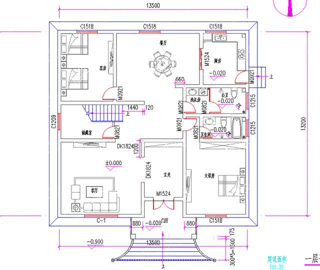 14×13米30萬3廳6臥帶臥室套房二層歐式田園風格私家別墅施工效果圖