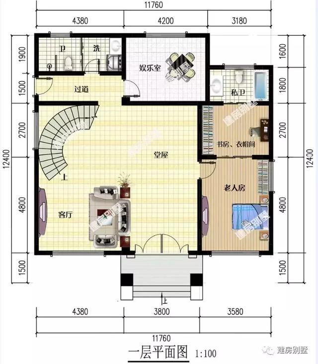 11.8×12.4米三層別墅設計圖，外觀和布局讓我膜拜，父母們真的住上這樣的洋房真的是既方便又夠有面子