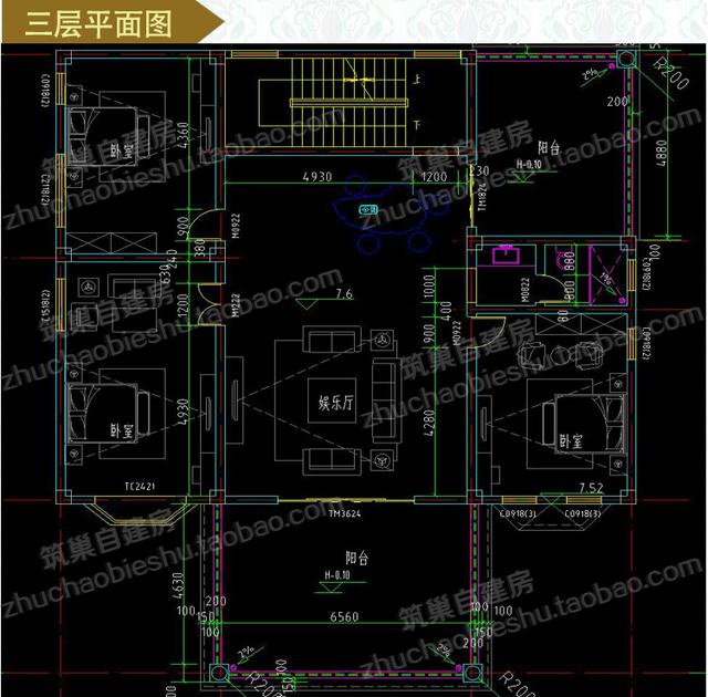 2款奢華三層開間面寬約15米農村私家別墅施工設計圖效果圖，帶有多個超大落地窗