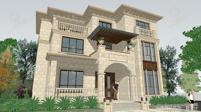 45萬占地137m2三層歐式別墅圖，3廳7臥帶活動室，室內布局緊湊，功能完善齊全，實用美觀。