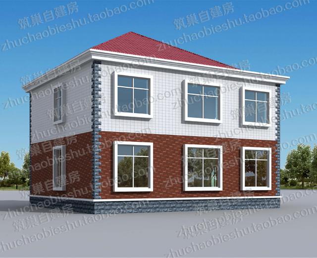 20萬11×10米3廳5臥帶娛樂室二層自建房施工圖效果圖，戶型設(shè)計(jì)簡(jiǎn)單實(shí)用，施工難度低，適合農(nóng)村建造