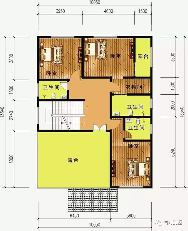 10米×13.34米三層鄉村自建別墅圖，簡單大方又實用，主體36萬建成！
