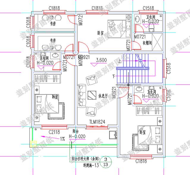 二層平屋頂磚混結構農村自建房11×12米25萬3廳4臥施工圖效果圖