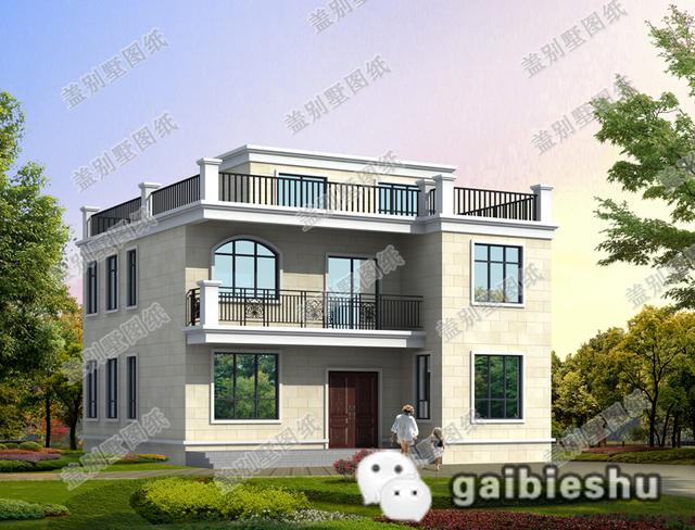 二層平屋頂磚混結構農村自建房11×12米25萬3廳4臥施工圖效果圖