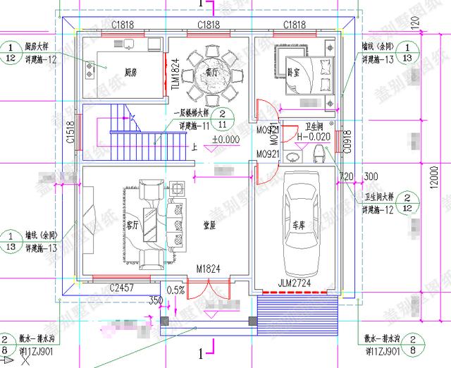 11×11二層帶挑空客廳農村小別墅施工效果圖，采用磚混結構，主體造價20萬！