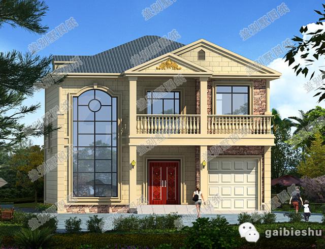 11×11二層帶挑空客廳農村小別墅施工效果圖，采用磚混結構，主體造價20萬！