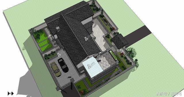 三層中式別墅設計圖，綠水青山白墻黛瓦，鄉間恬淡生活躍然眼前