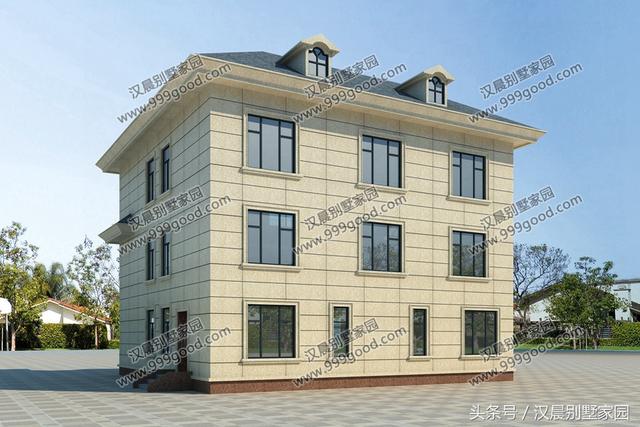 2款造價40萬左右的三層農村小別墅設計圖，造型豐富整體和諧，有無車庫都漂亮！