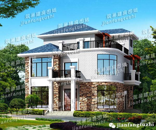 4套120平方米帶露臺三層農村別墅建成案例實拍圖效果圖對比圖