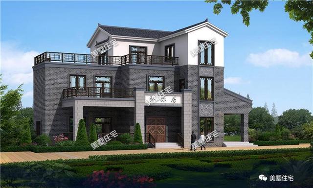 三款中式農(nóng)村別墅圖，青磚黛瓦，如詩如畫，透露著不一樣的美