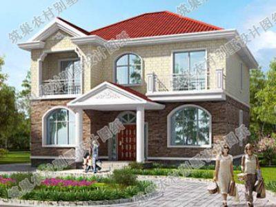 二層簡(jiǎn)歐風(fēng)格別墅設(shè)計(jì)圖，25萬12×12米4廳6臥帶臥室套房別墅施工效果圖