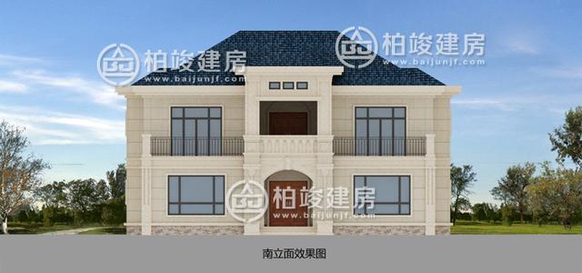 16.9X15.5m農(nóng)村二層簡歐別墅圖，磚混結(jié)構(gòu)，造價每戶二十五萬