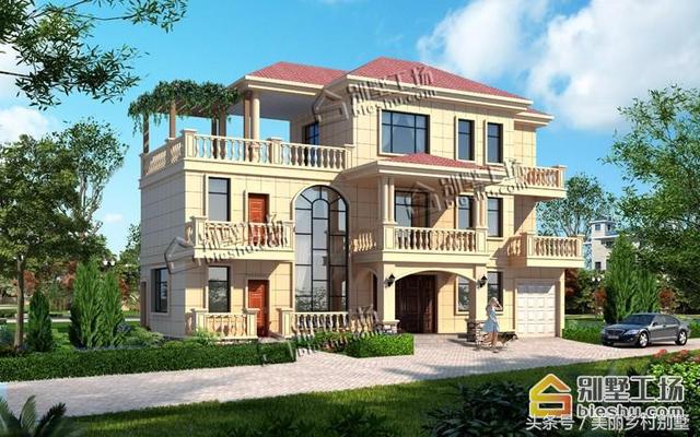 農(nóng)村三層別墅設(shè)計圖，宅基地大開間，28萬帶車庫造價低