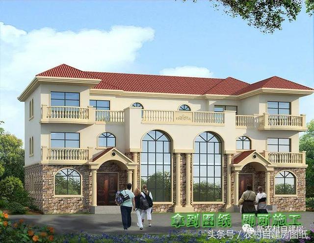 4款雙拼農村建房別墅設計圖，戶型選的好，兄弟和睦父母也高興