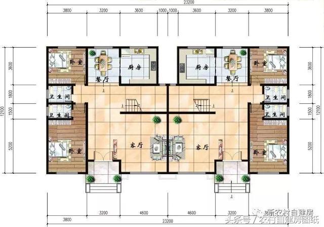 4款雙拼農村建房別墅設計圖，戶型選的好，兄弟和睦父母也高興