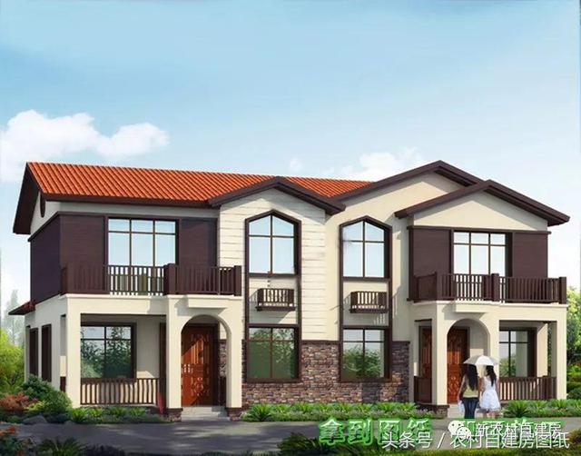 4款雙拼農村建房別墅設計圖，戶型選的好，兄弟和睦父母也高興