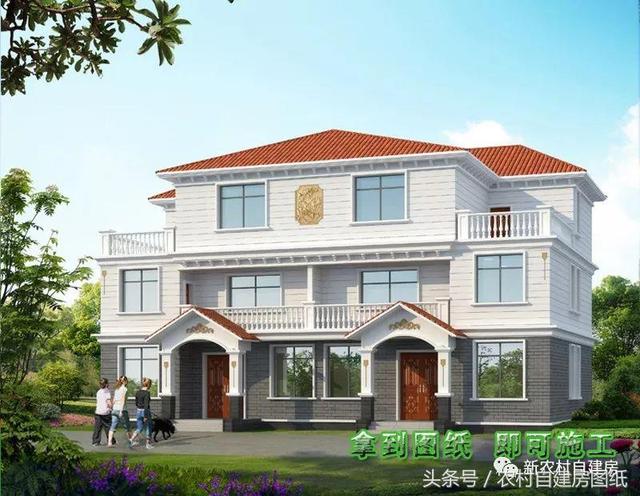 4款雙拼農村建房別墅設計圖，戶型選的好，兄弟和睦父母也高興