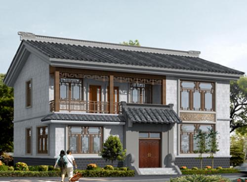 二層中式獨(dú)棟別墅設(shè)計(jì)施工效果圖，25萬13×10米3廳5臥帶臥室套間