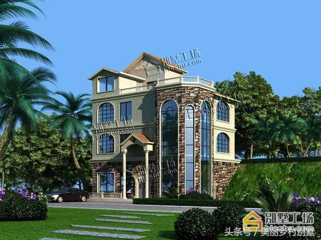 農(nóng)村四層別墅設(shè)計(jì)圖，框架結(jié)構(gòu)帶旋轉(zhuǎn)樓梯，造價(jià)60萬(wàn)左右