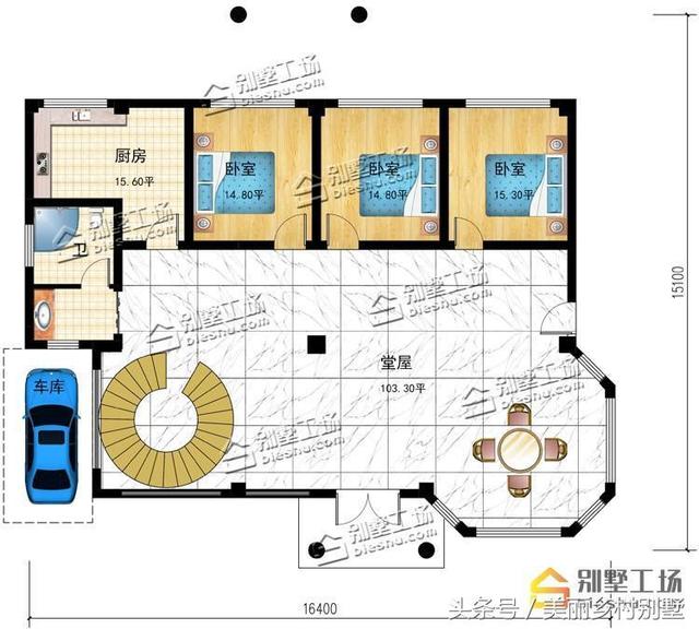 農(nóng)村四層別墅設(shè)計(jì)圖，框架結(jié)構(gòu)帶旋轉(zhuǎn)樓梯，造價(jià)60萬(wàn)左右