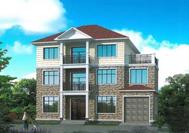 三層自建房設計施工圖，帶車庫，大露臺，造型簡單，拿圖就可以建了