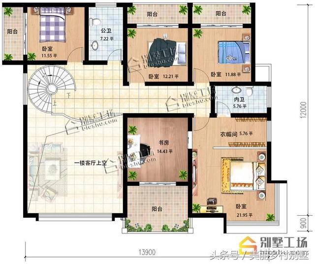 13.9X12.9m現代二層別墅設計圖，地下室車庫，在農村建也是一個不錯的選擇