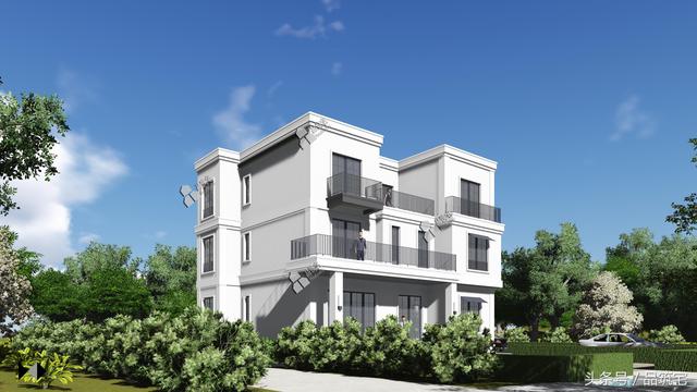 三層現代風格別墅設計圖，純白陶板立面，簡潔利落，既美觀又實用！