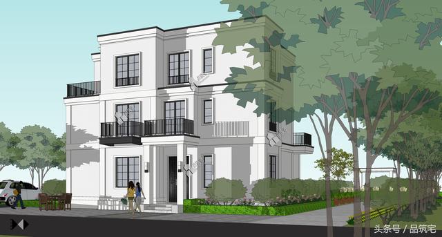 三層現代風格別墅設計圖，純白陶板立面，簡潔利落，既美觀又實用！