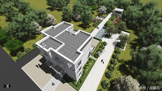 三層現代風格別墅設計圖，純白陶板立面，簡潔利落，既美觀又實用！