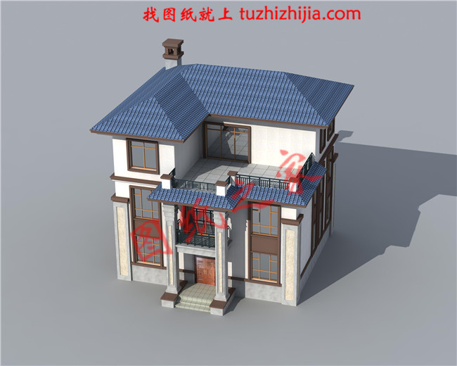 新中式農村三層樓房設計圖紙，線條錯落有致