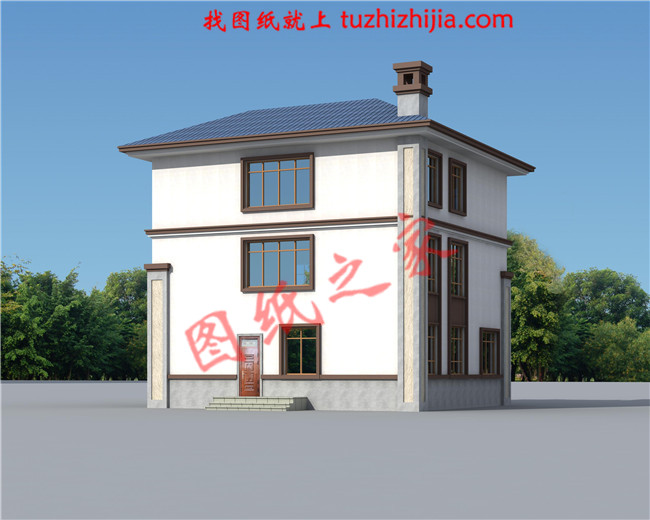 新中式農村三層樓房設計圖紙，線條錯落有致