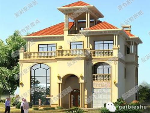 三層農(nóng)村別墅戶型設(shè)計圖，帶涼亭+車庫+挑空客廳，很有特色的一款設(shè)計